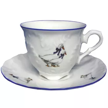 чашка с блюдцем CMIELOW Рококо Гуси 100мл фарфор