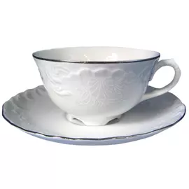 чашка с блюдцем CMIELOW Рококо Платина 220мл фарфор