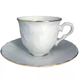 чашка с блюдцем Рококо Золотая отводка, 100 мл, фарфор