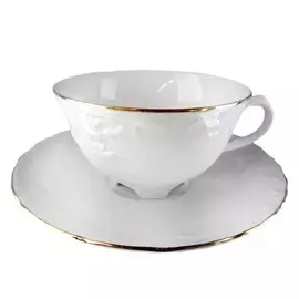 чашка с блюдцем CMIELOW Рококо Золотая отводка 220мл фарфор