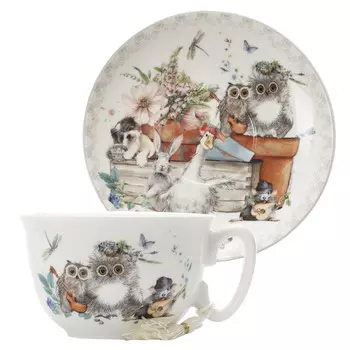 чашка с блюдцем SIJ Animal Fair 300мл фарфор