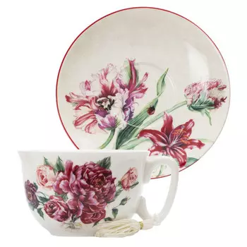 чашка с блюдцем SIJ Red Blossom 300мл фарфор