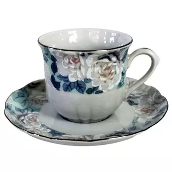 чашка с блюдцем THUN Роза Голубая роза, отводка платина 225мл 15см фарфор