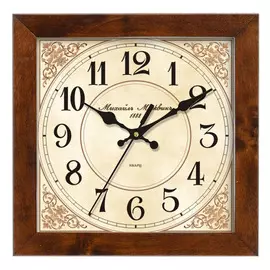 часы настенные 468868 295x295мм темно-коричневый береза