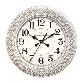 часы настенные с тиснением ТАНГО 2-5 D380мм белый с золотой патиной береза