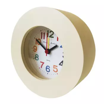 часы настольные d110 мм с будильником бежевый МДФ