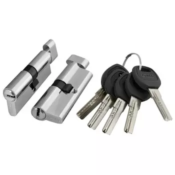 цилиндр ключевой PUNTO A202 SN 70 мм 35х35 мм хром вертушка