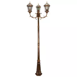 cветильник уличный столб DE FRAN Дворянский 3хЕ27 60Вт IP44 черненое золото