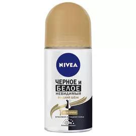 дезодорант женский NIVEA Черное и белое невидимый гладкий шелк, 50 мл, ролик