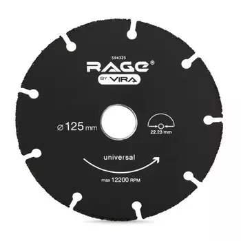 диск отрезной RAGE by VIRA для УШМ универсальный 125х22,23мм 9 зубьев
