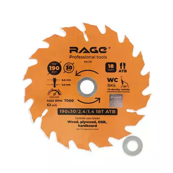 диск пильный по дереву RAGE by VIRA Fast cut 190х30/20/16мм 18 зубьев