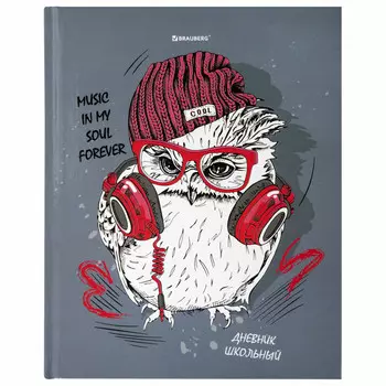 дневник 1-11 класс BRAUBERG Cool Owl 40л твердый глянцевая ламинация