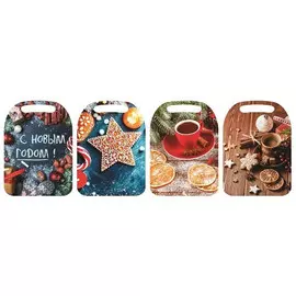 доска разделочная Новогодний микс 21х29см прямоугольная дерево микс дизайна