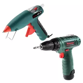 дрель-шуруповерт HAMMER ACD12LE 12В Li-Ion 1,3Ач + пистолет клеевой GN-05 80Вт