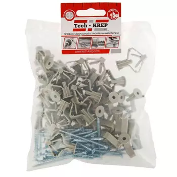 дюбель-бабочка полипропиленовый Tech-Krep с шурупом 4х60 см 40 шт.