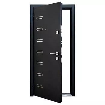 дверь входная Пронто чёрный шелк, белый бланко 2050х960х75мм левая