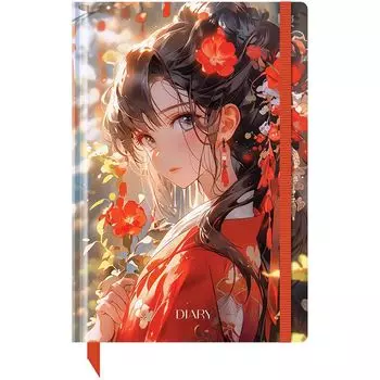 ежедневник недатированный BG Девушка 136л А5 70 г/кв.м глянцевая ламинация на резинке 7бц