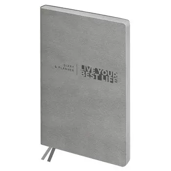 ежедневник недатированный BG Waltz Silver Metallic 136л А6+ 70 г/кв.м мягкий переплет кожзам цветно