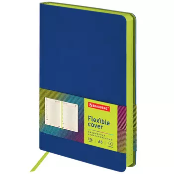 ежедневник недатированный BRAUBERG Flex А5 138х213мм под кожу гибкий 136л синий
