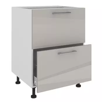 фасад 2 ящика АВЕРНО 396x716x16мм лакированная ЛДСП серый перламутровый