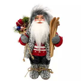 фигура Дед Мороз 30см с лыжами бордовый