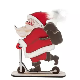 фигура Дед Мороз на самокате 23х28см дерево в асс-те