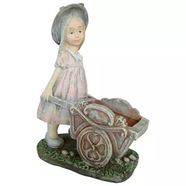 фигура садовая Девочка с тележкой 37см