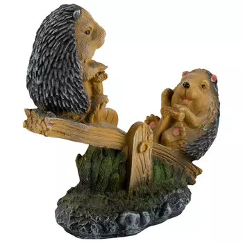 фигура садовая Ежики на качелях 32см