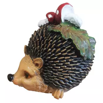 фигура садовая Ёж с грибами 23см полистоун