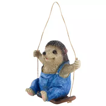 фигура садовая Ёжик на качелях 18см полистоун