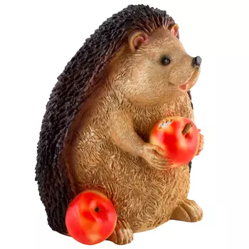 фигура садовая Ёжик с яблоками 25см полистоун