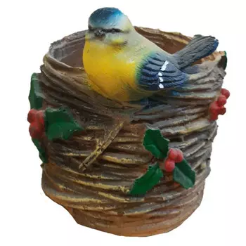 фигура садовая кашпо Гнездо с синицей 17см полистоун