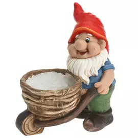 фигура садовая кашпо Гном с тележкой 36,5см