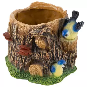 фигура садовая Пень с птичками 17см