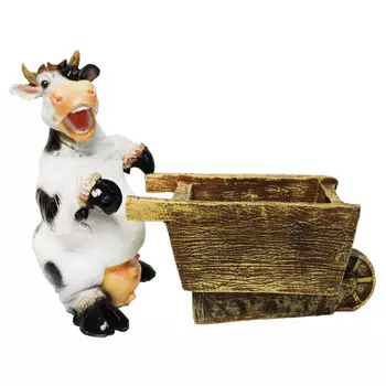 фигура садовая Корова с тележкой 34см