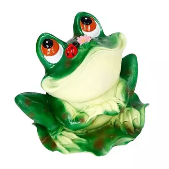 фигура садовая Лягушка с божьей коровкой 17см полистоун