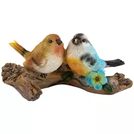 фигура садовая Птицы на бревне 14см