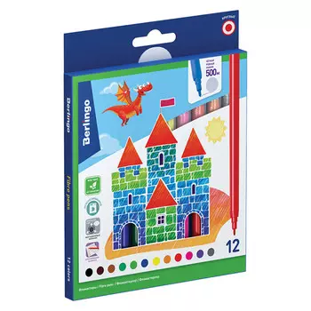 фломастеры Berlingo Замки 12 цветов смываемые