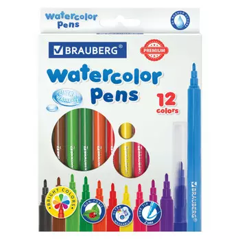 фломастеры BRAUBERG Premium Ultra 12цв смываемые