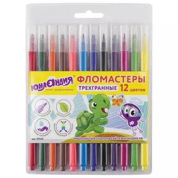 фломастеры ЮНЛАНДИЯ Зоопарк 12цв вентилируемый колпачок