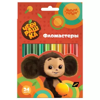 набор фломастеров МУЛЬТИ-ПУЛЬТИ Чебурашка 24 цв 0,5-1,0 мм круглые смываемые