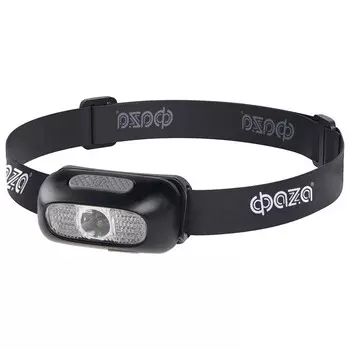 фонарь налобный ФАЗА 3Вт аккумулятор белый/красный свет чёрный