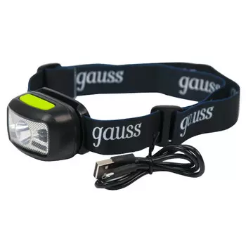 фонарь налобный GAUSS LED 3Вт 220Лм Li-ion 1200mAh черный