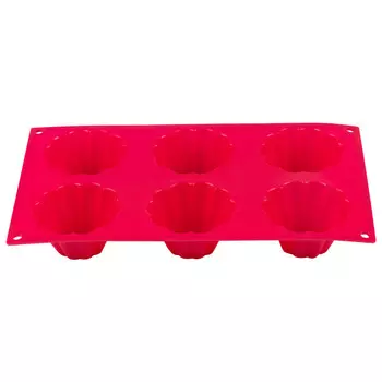 форма для выпечки MALLONY Roseo 6 кексов силикон розовый