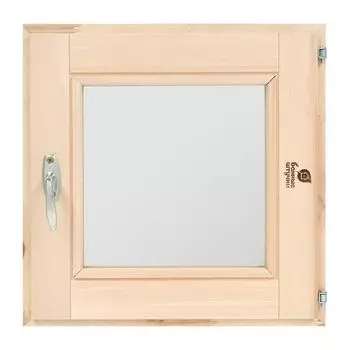 форточка "Банные штучки" в парную, стеклопакет, 0,4х0,4 м, с ручкой, затвором, петлями, липа в кор.