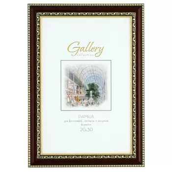 фоторамка GALLERY 200х300мм вишня с золотом пластик