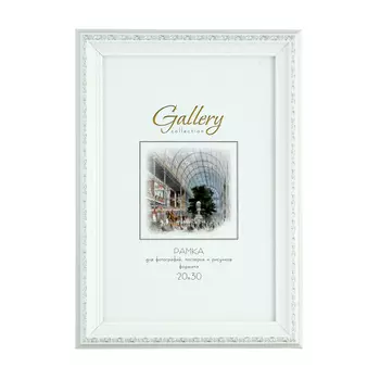 фоторамка GALLERY 210х297мм белая с серебром пластик