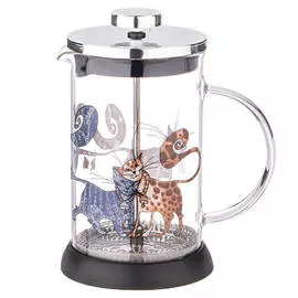 френч-пресс AGNESS Котики 600мл термостекло, нерж.сталь