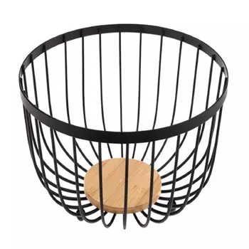 фруктовница ATMOSPHERE Blackby 25х25х13,5см круглая нерж.сталь, дерево