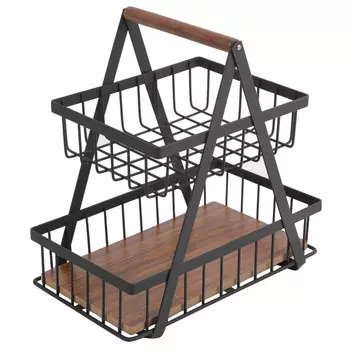 фруктовница TODELIA 27,5х16,5х27,7см железо, МДФ черная